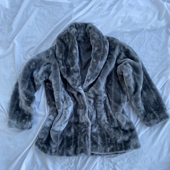 Jackets & Blazers - Soft faux Fur Mint Jacket, Gray, Size Large